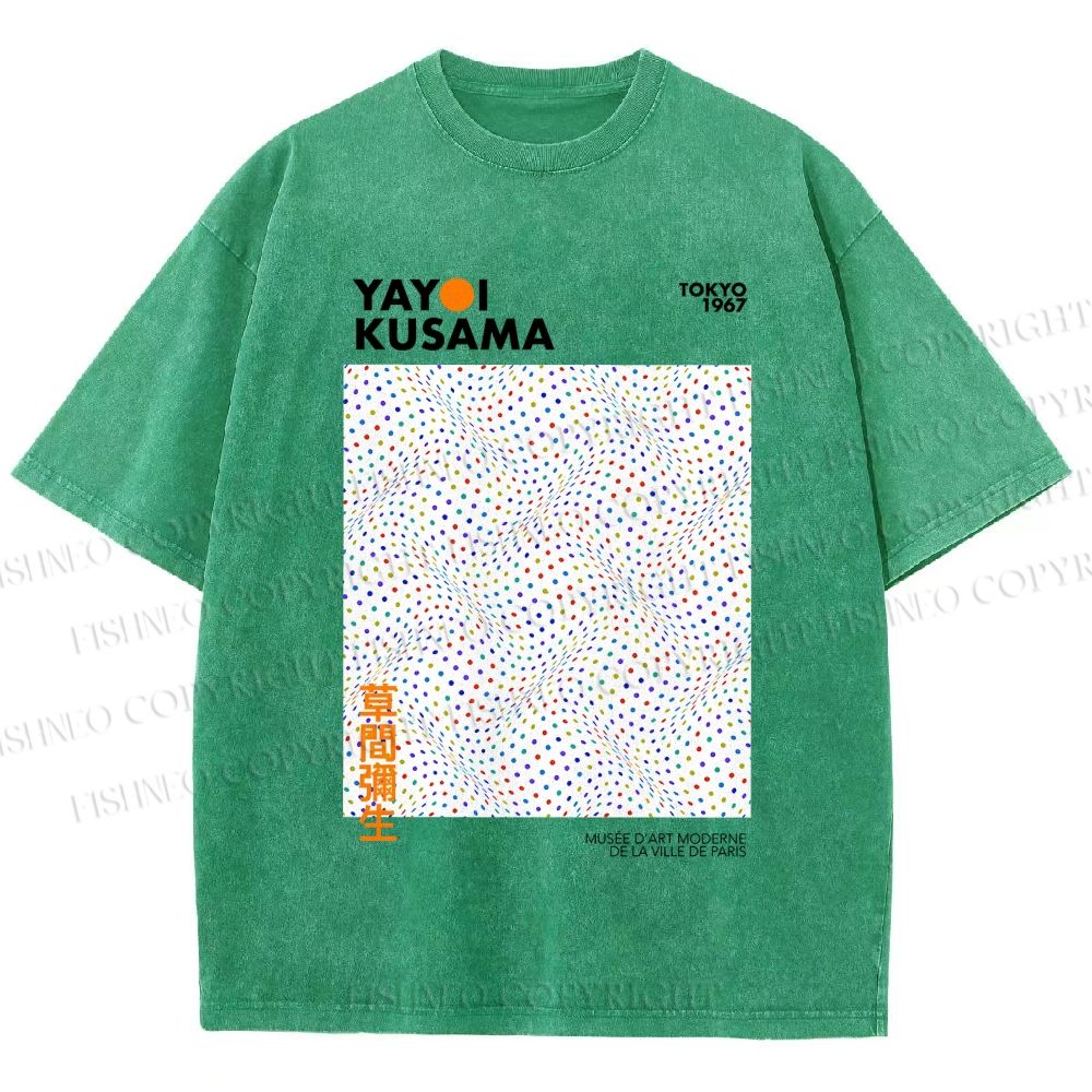 Unisex Yayoi Kusama 3D Polka Dots Printed Washed Tee