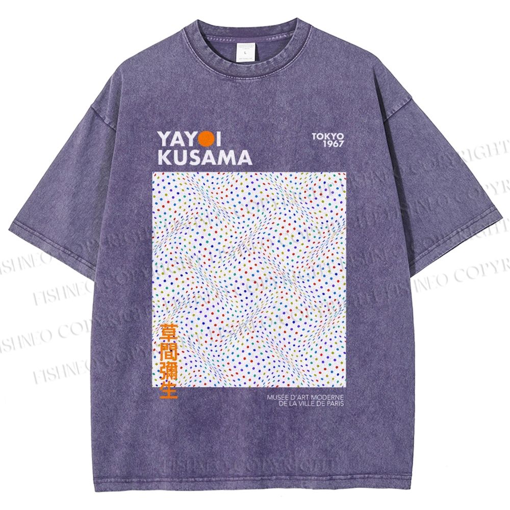 Unisex Yayoi Kusama 3D Polka Dots Printed Washed Tee