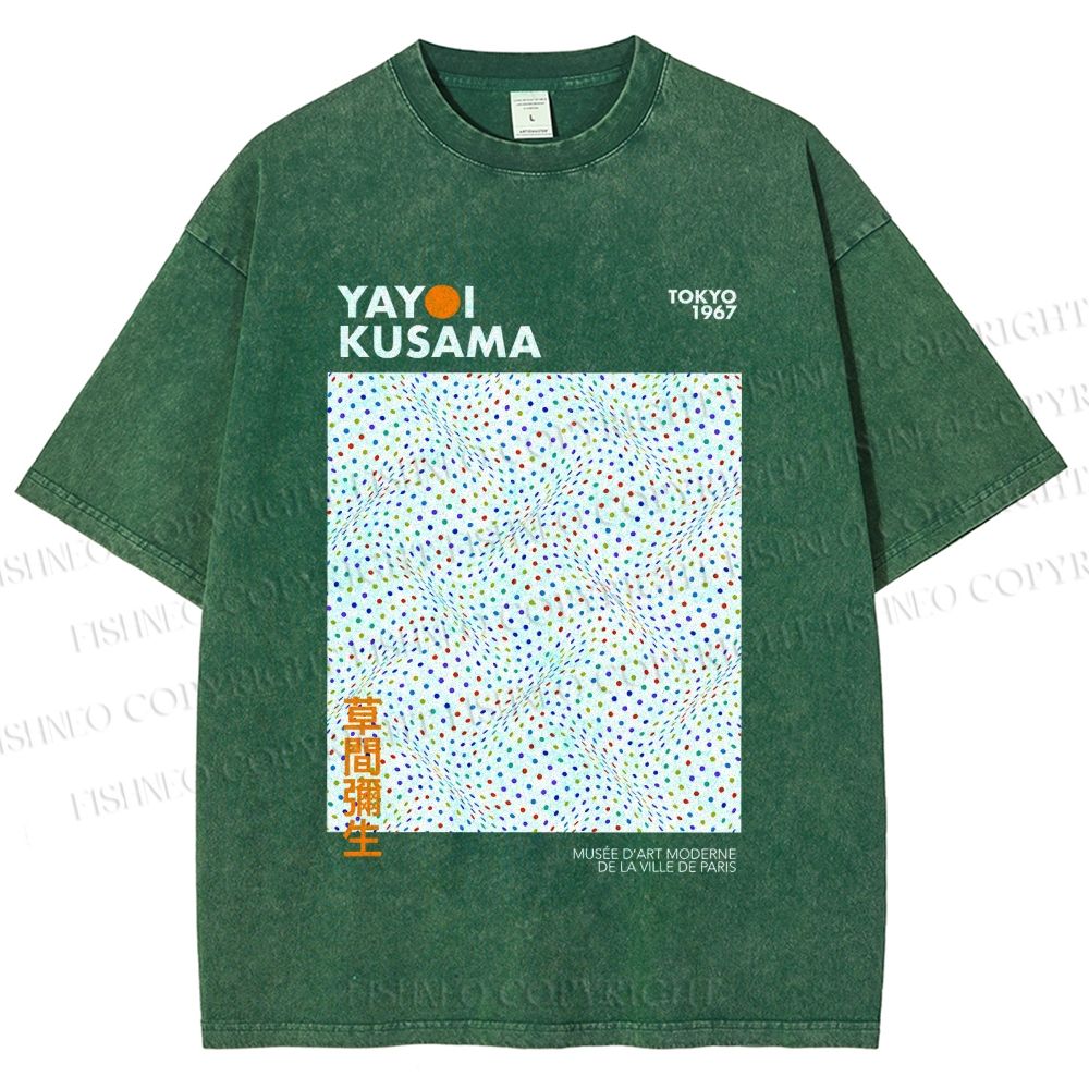 Unisex Yayoi Kusama 3D Polka Dots Printed Washed Tee