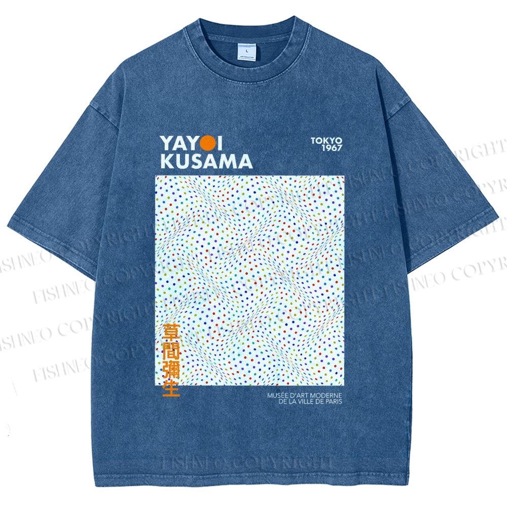 Unisex Yayoi Kusama 3D Polka Dots Printed Washed Tee
