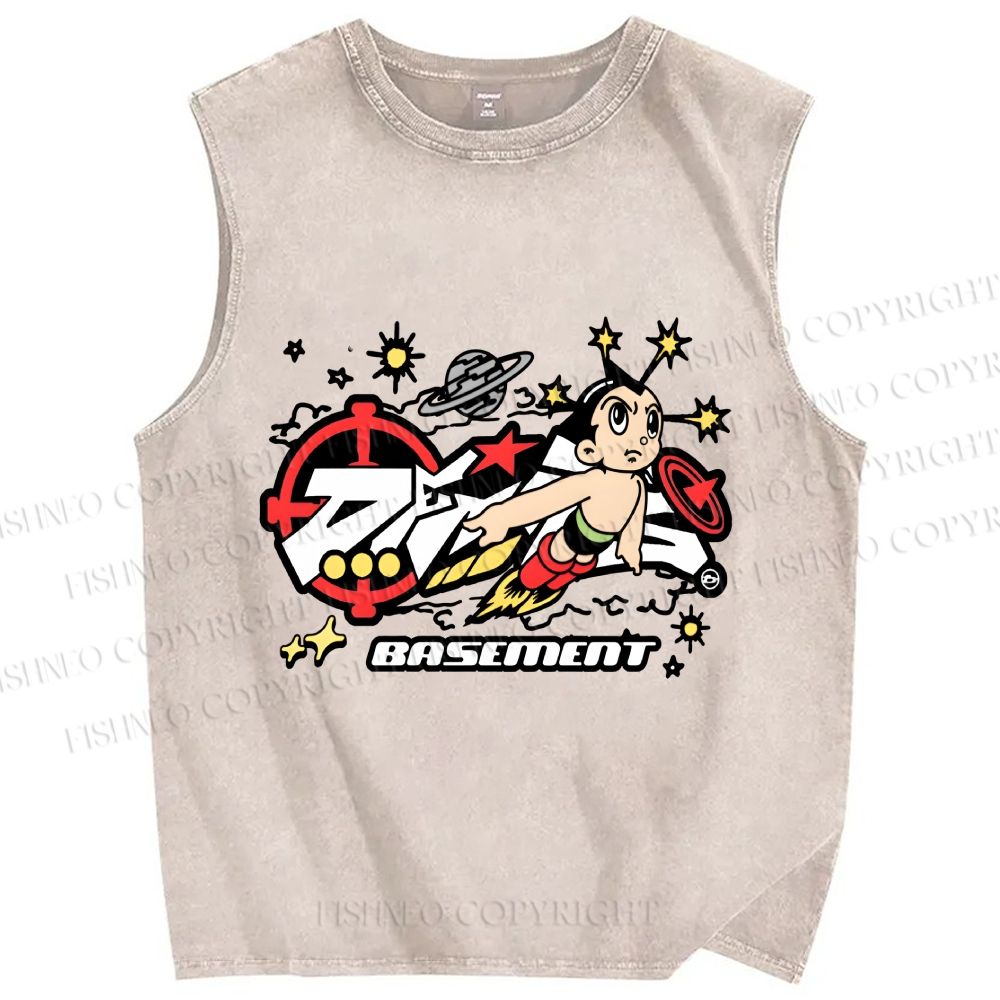 Unisex Astro Boy Printed Washed Tank Top