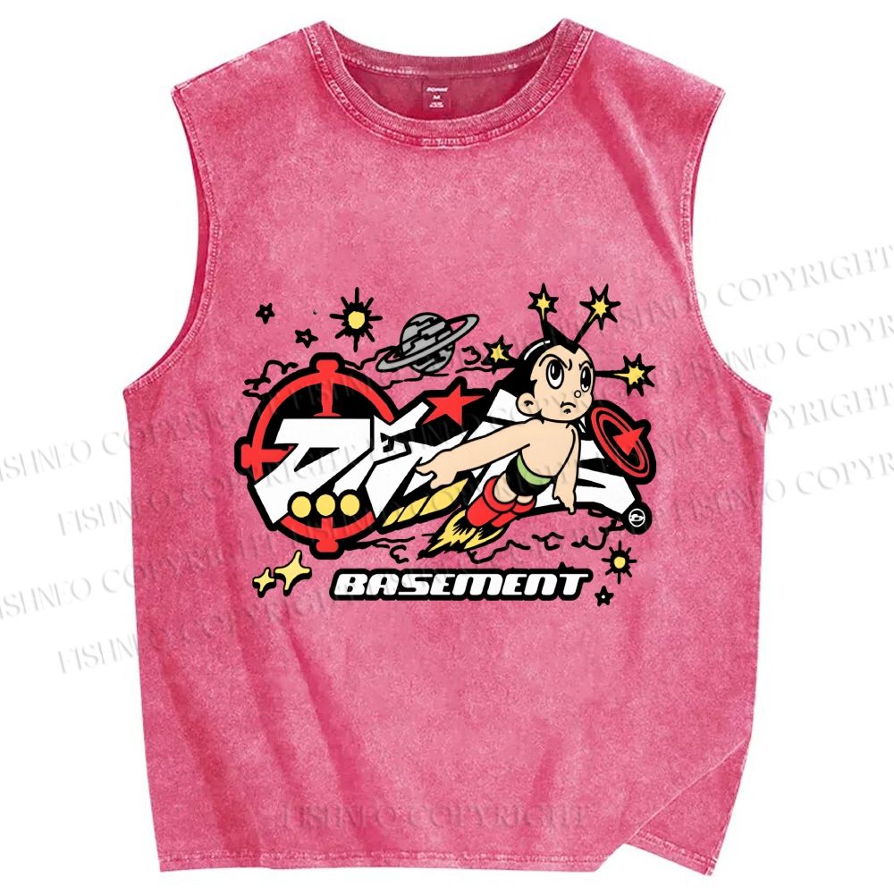 Unisex Astro Boy Printed Washed Tank Top