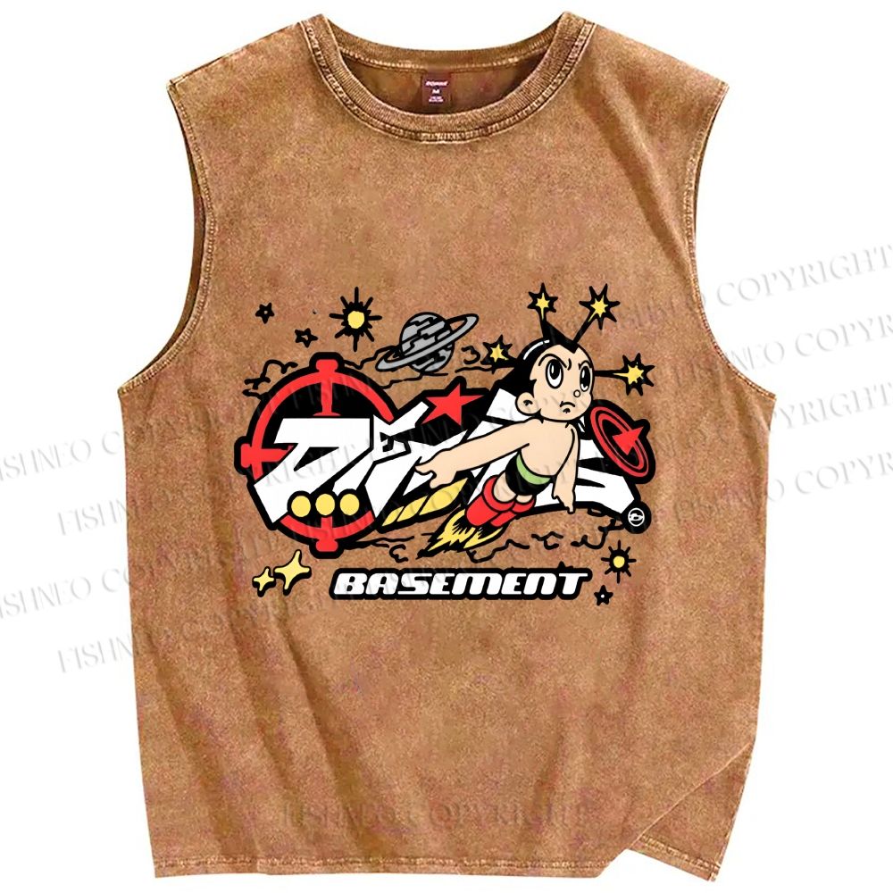 Unisex Astro Boy Printed Washed Tank Top