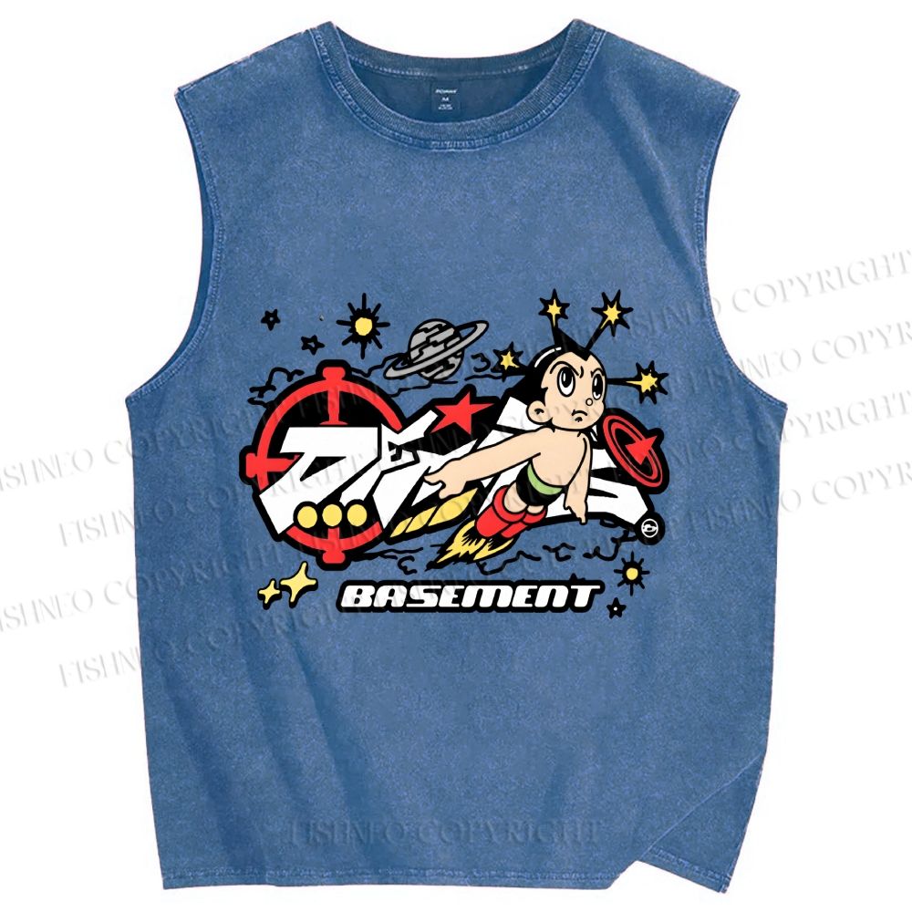 Unisex Astro Boy Printed Washed Tank Top