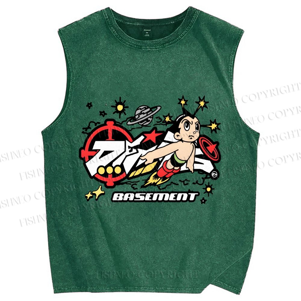Unisex Astro Boy Printed Washed Tank Top