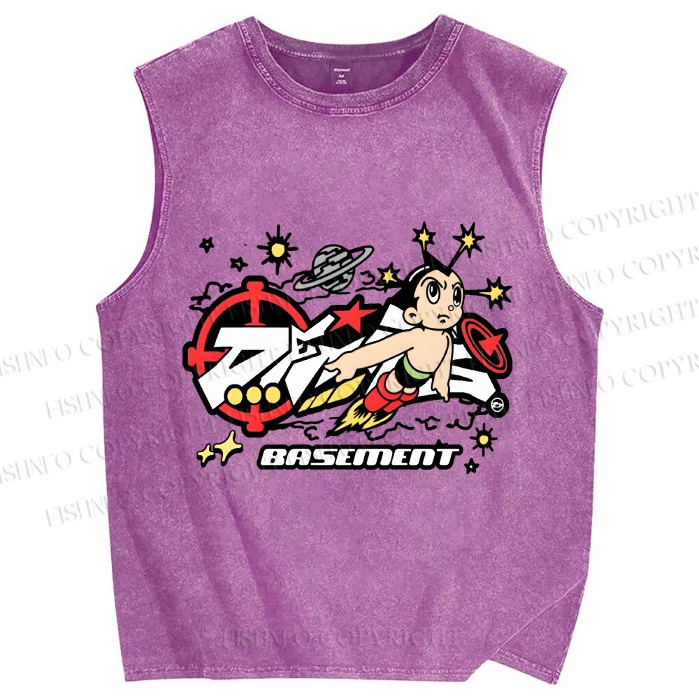 Unisex Astro Boy Printed Washed Tank Top