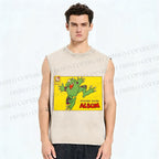 Unisex Sticker Saver Frog Printed Washed Tank Top