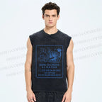 Unisex Born to Create Rabbit Printed Washed Tank Top