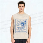 Unisex Born to Create Rabbit Printed Washed Tank Top