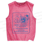 Unisex Born to Create Rabbit Printed Washed Tank Top