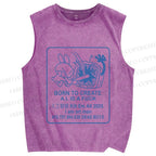 Unisex Born to Create Rabbit Printed Washed Tank Top