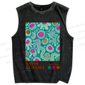 Unisex Yayoi Kusama Abstract Graffiti Printed Washed Tank Top