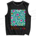 Unisex Yayoi Kusama Abstract Graffiti Printed Washed Tank Top