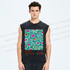 Unisex Yayoi Kusama Abstract Graffiti Printed Washed Tank Top