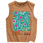 Unisex Yayoi Kusama Abstract Graffiti Printed Washed Tank Top