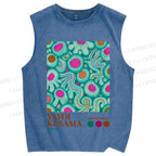 Unisex Yayoi Kusama Abstract Graffiti Printed Washed Tank Top