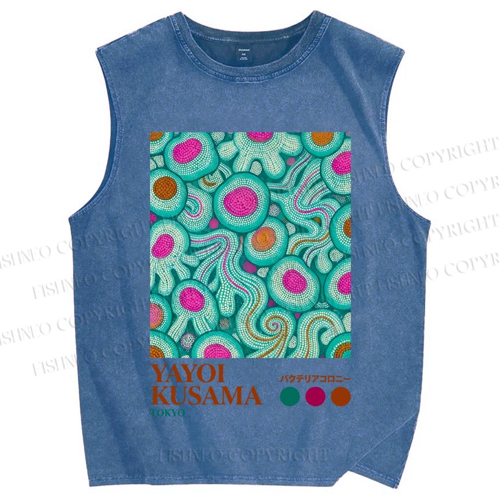 Unisex Yayoi Kusama Abstract Graffiti Printed Washed Tank Top