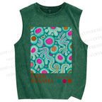 Unisex Yayoi Kusama Abstract Graffiti Printed Washed Tank Top