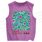 Unisex Yayoi Kusama Abstract Graffiti Printed Washed Tank Top