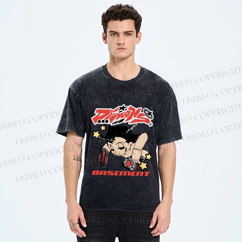 Unisex Astro Boy Printed Washed Tee
