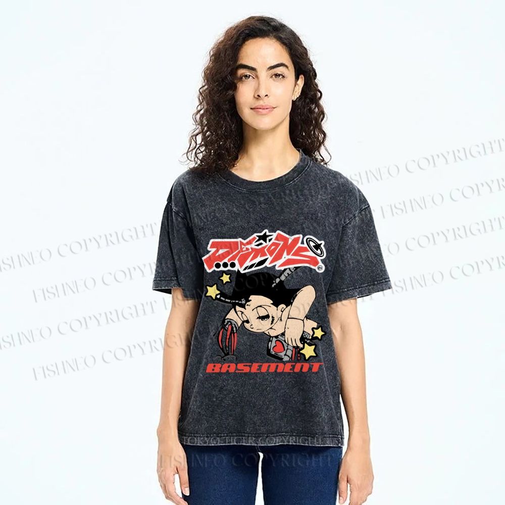 Unisex Astro Boy Printed Washed Tee