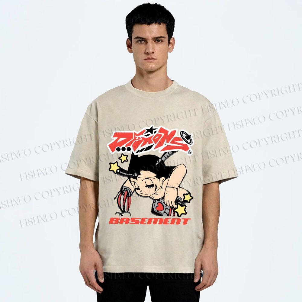 Unisex Astro Boy Printed Washed Tee