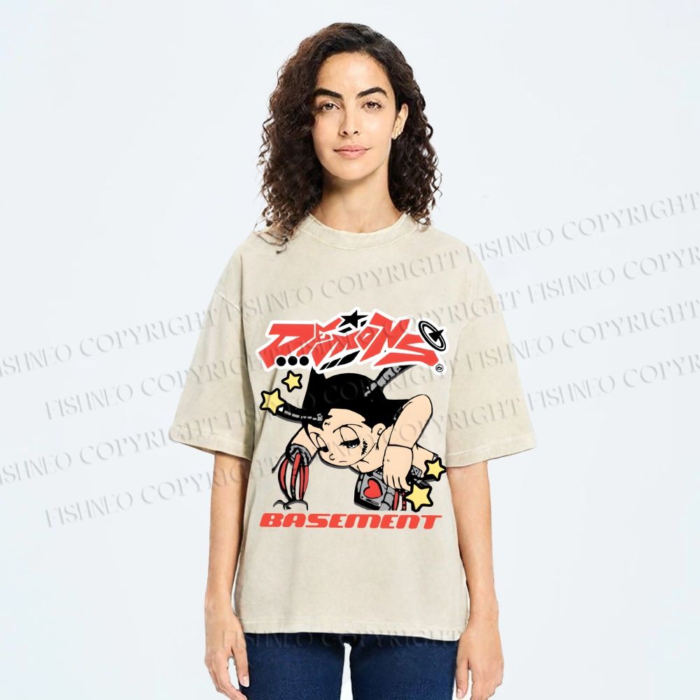 Unisex Astro Boy Printed Washed Tee
