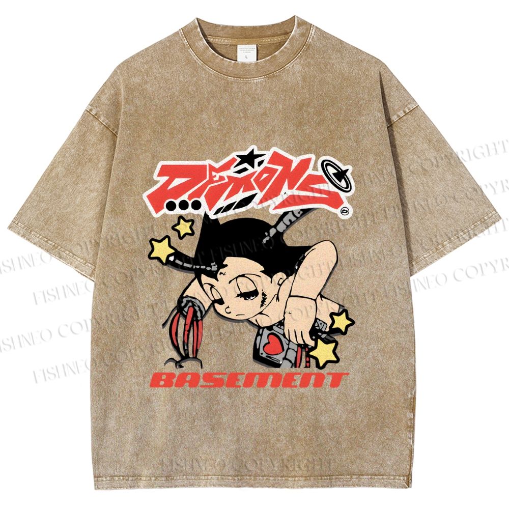 Unisex Astro Boy Printed Washed Tee