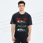 Unisex Japanese Koi Fish Printed Washed Tee