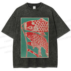 Unisex Koinobori Japanese Printed Washed Tee