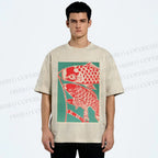 Unisex Koinobori Japanese Printed Washed Tee