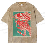 Unisex Koinobori Japanese Printed Washed Tee