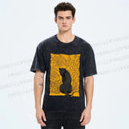 Unisex Panther in Yellow Jungle Printed Washed Tee
