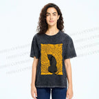 Unisex Panther in Yellow Jungle Printed Washed Tee