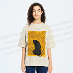 Unisex Panther in Yellow Jungle Printed Washed Tee