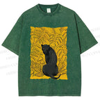 Unisex Panther in Yellow Jungle Printed Washed Tee