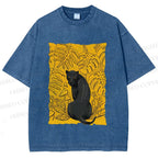 Unisex Panther in Yellow Jungle Printed Washed Tee
