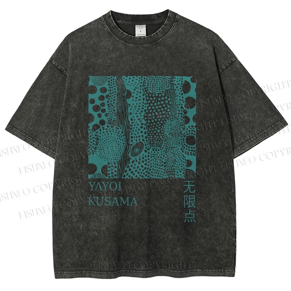 Unisex Yayoi Kusama Dots Printed Washed Tee