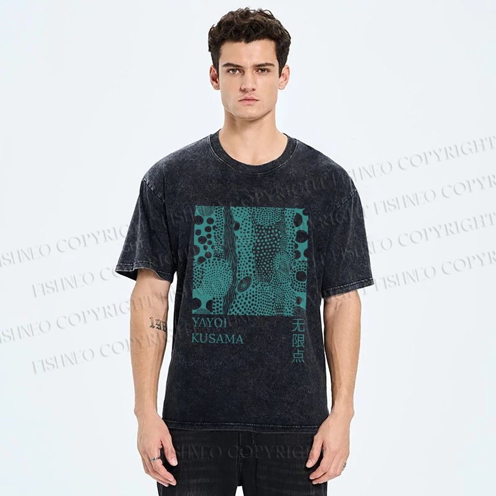 Unisex Yayoi Kusama Dots Printed Washed Tee