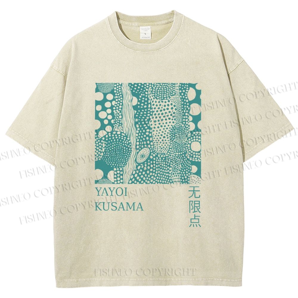 Unisex Yayoi Kusama Dots Printed Washed Tee