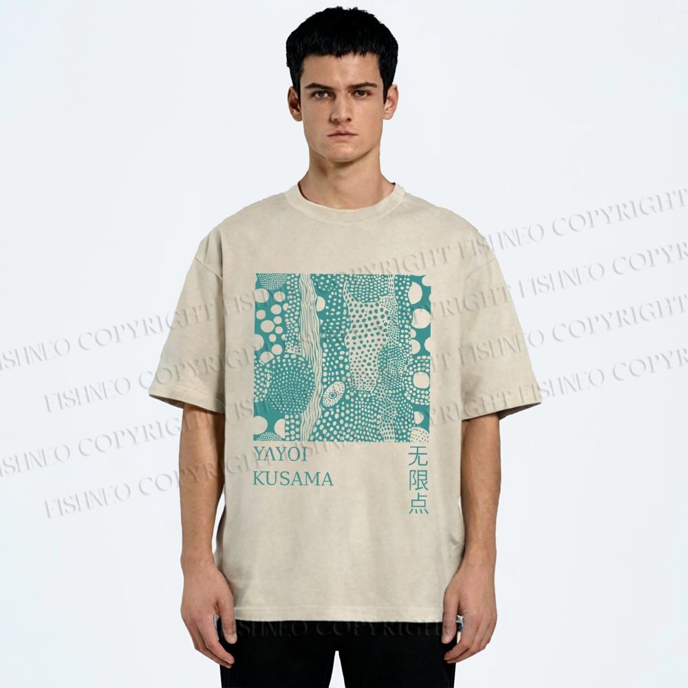 Unisex Yayoi Kusama Dots Printed Washed Tee