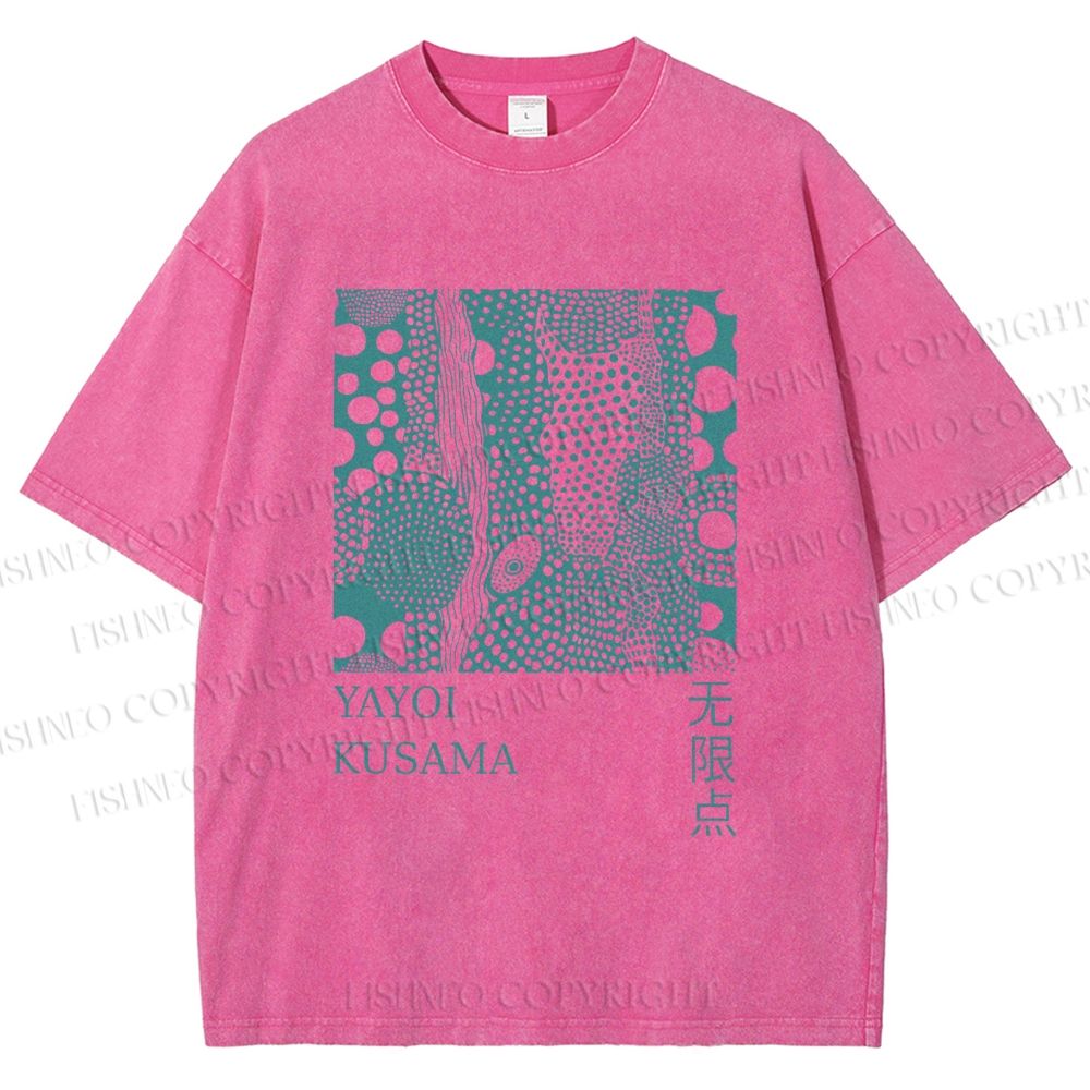 Unisex Yayoi Kusama Dots Printed Washed Tee