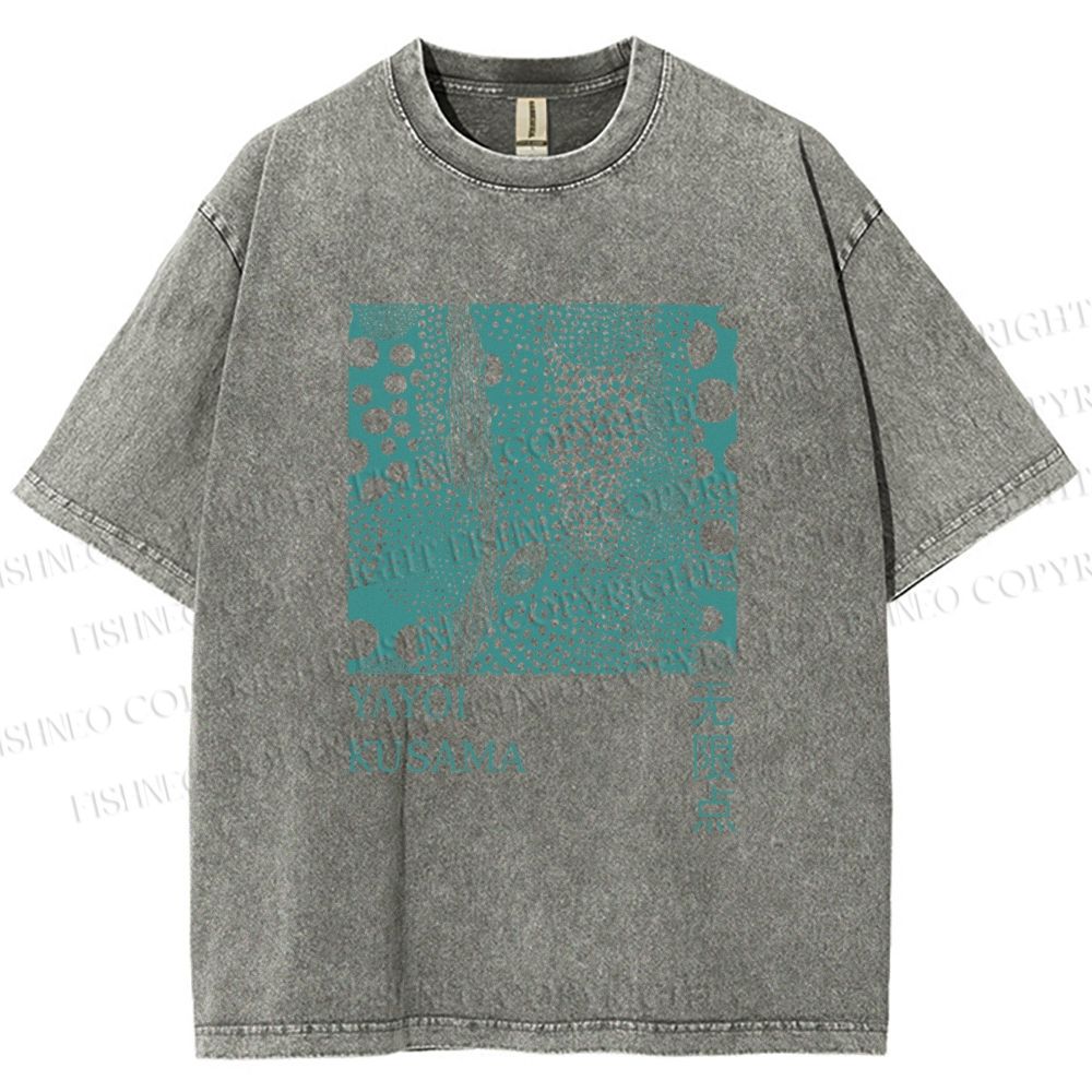 Unisex Yayoi Kusama Dots Printed Washed Tee