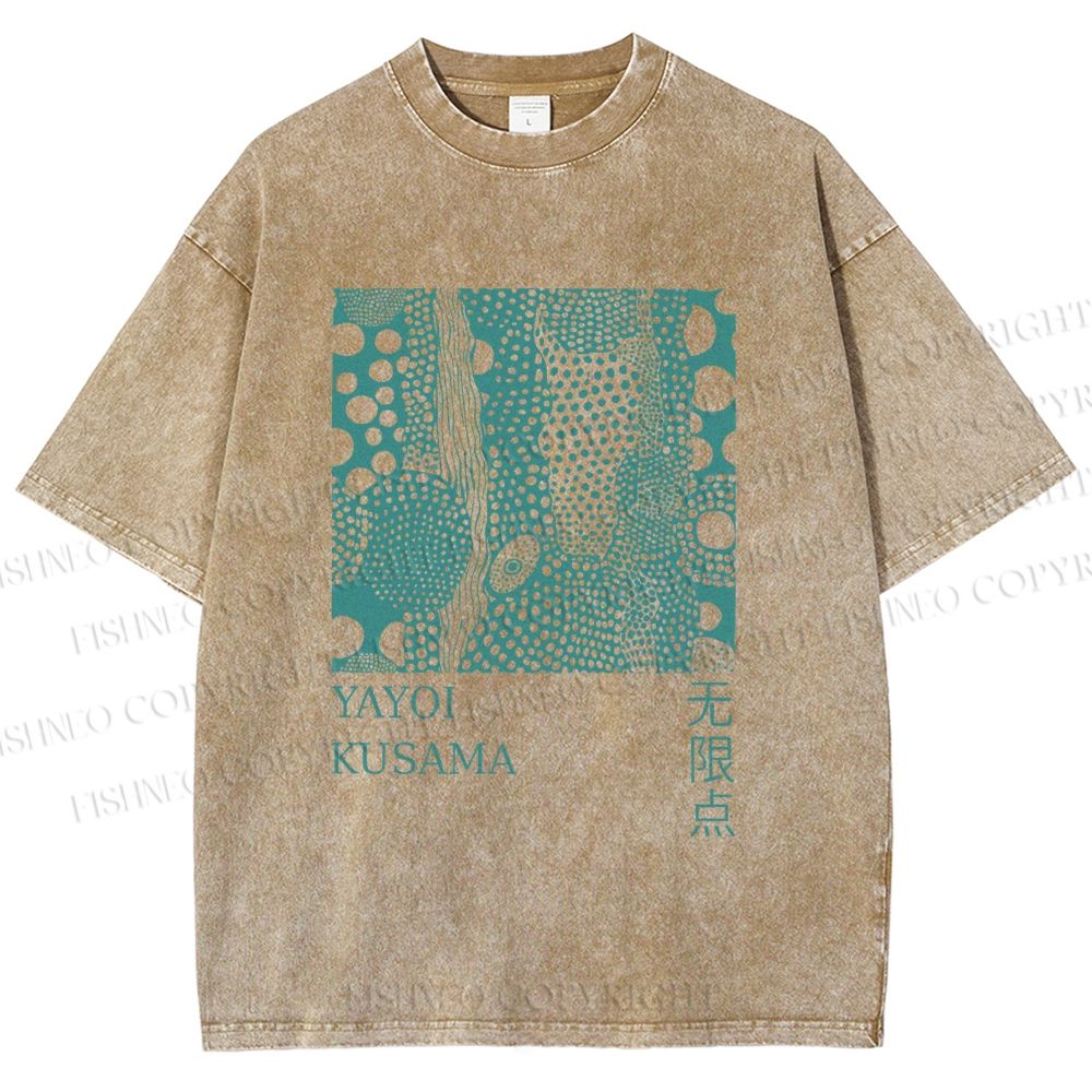 Unisex Yayoi Kusama Dots Printed Washed Tee
