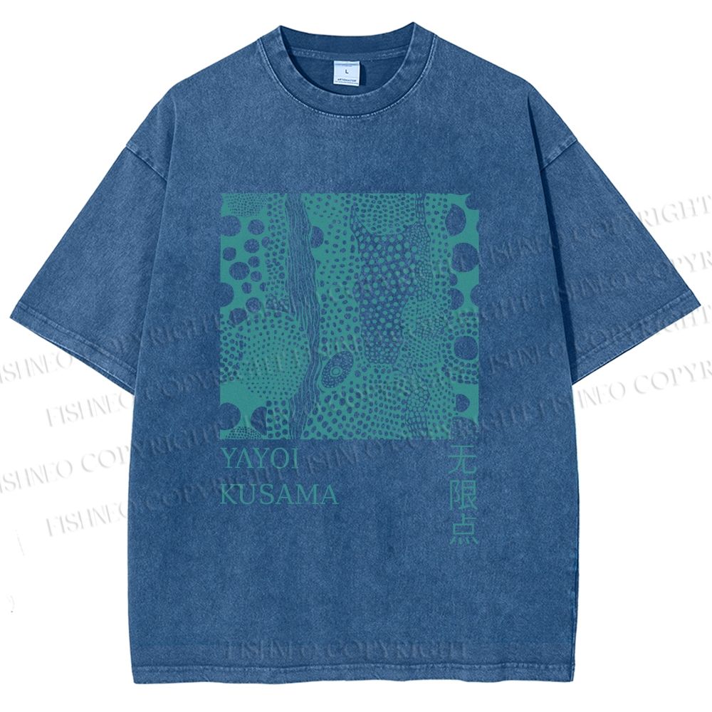 Unisex Yayoi Kusama Dots Printed Washed Tee