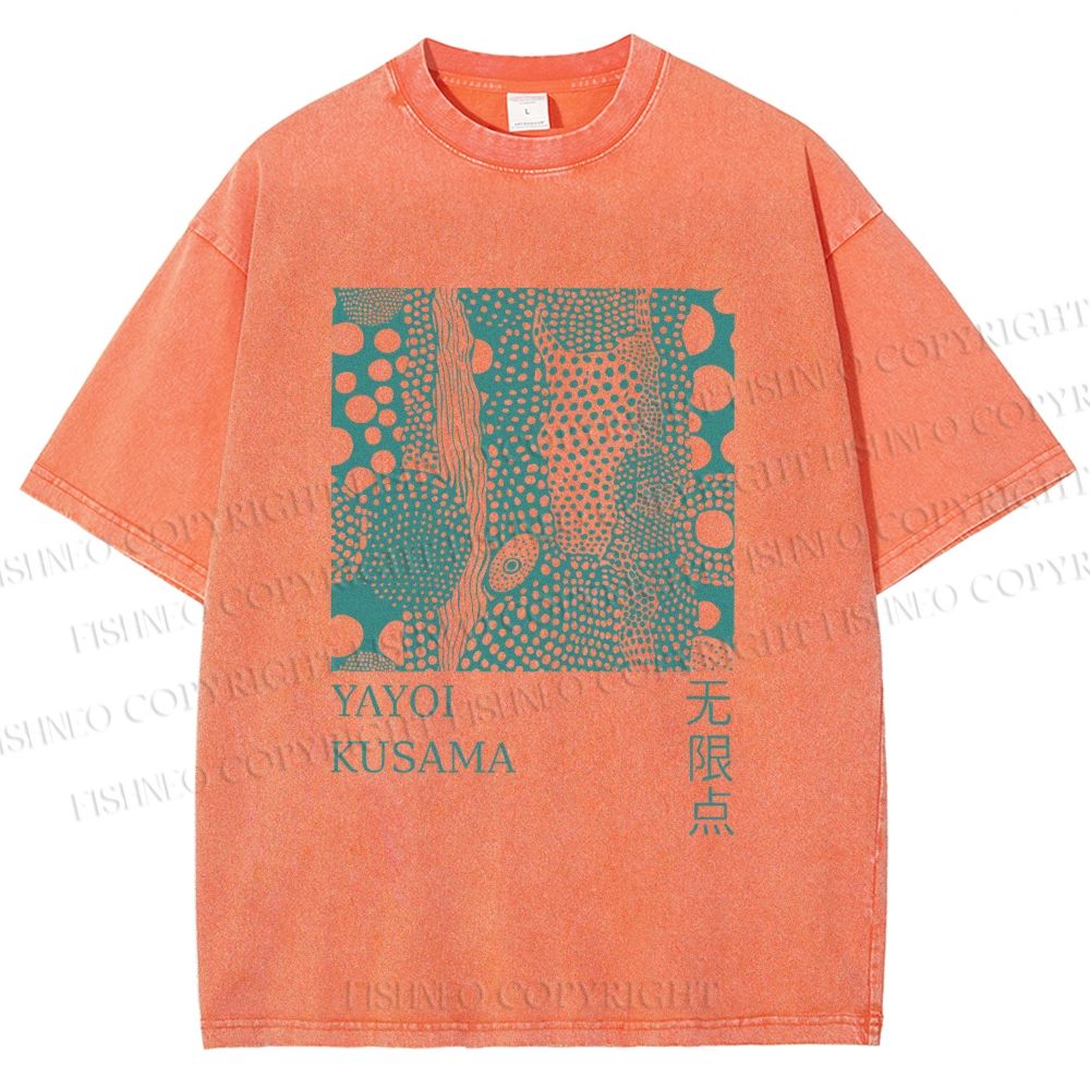 Unisex Yayoi Kusama Dots Printed Washed Tee