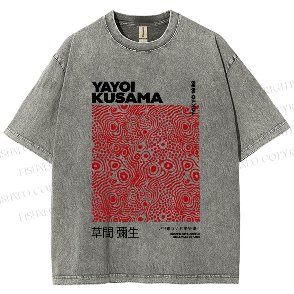 Unisex Yayoi Kusama Red Dots Printed Washed Tee