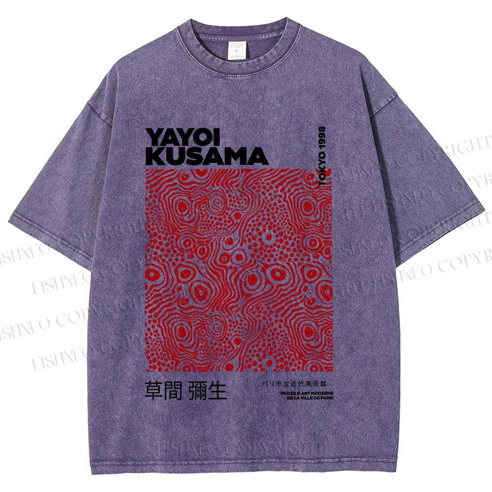 Unisex Yayoi Kusama Red Dots Printed Washed Tee