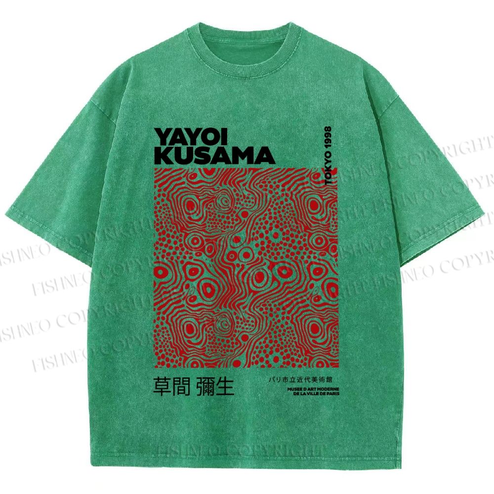 Unisex Yayoi Kusama Red Dots Printed Washed Tee