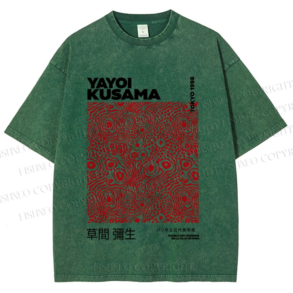 Unisex Yayoi Kusama Red Dots Printed Washed Tee